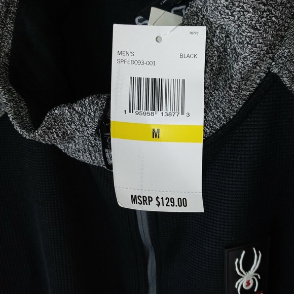 Spyder Black & Gray Stand Collar Zip Front Jacket Men's NWT Size Medium - Picture 2 of 11